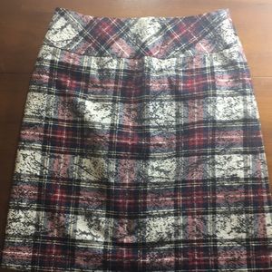 TRIBAL plaid paint slash pencil skirt